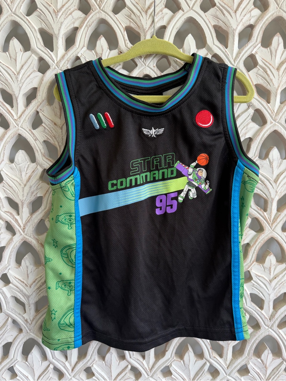 Star Command Buzz Lightyear Kids Sleeveless Jersey - Black & Green